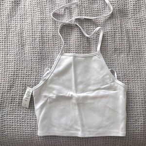 NWT Aritzia Sunday Best Aubrey Halter Top White In Small